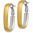 thumbnail image 2 of 14K Yellow Gold with White Rhodium Polished and Satin Oval Omega Back Hoop Earrings - 28.7mm, 2 of 5