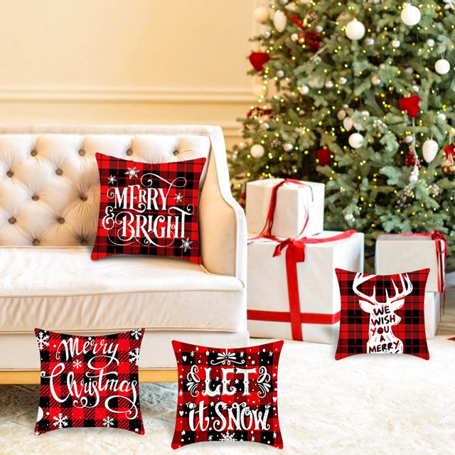 Jusqu'à 65 % de Réduction sur Housse de Coussin de Noël SMihono, Forme Flocon de Neige, Forme Père Noël Élan, Rouge Classique de Noël