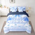 thumbnail image 2 of jejeloiu Happy Birthday 7pcs Bedding Comforter Set,Cute Ribbon Bowknot Queen Bedding Sets For Girl Teens Reversible, 2 of 8