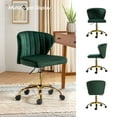 thumbnail image 5 of Velvet Swivel Task Office Chair, Tina's Home Adjustable Rolling Tufted Back Metal Leg Teen Green, 5 of 9