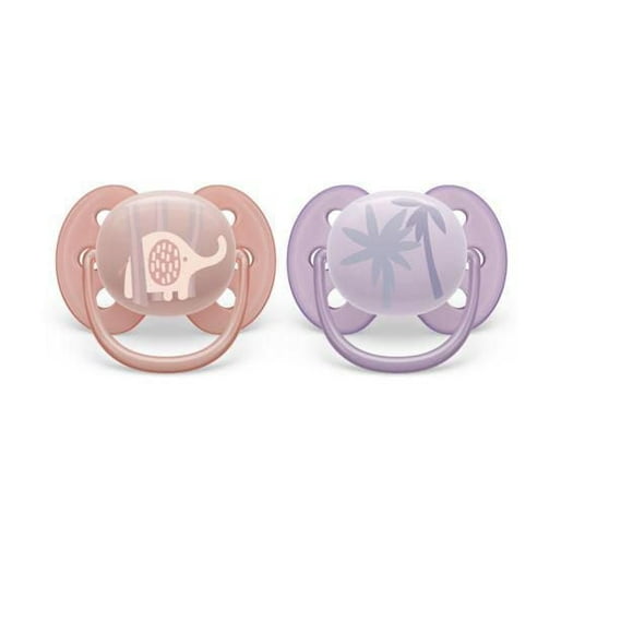 Philips Avent Ultra Soft Pacifier 0-6m, lychee elephant / lilac palms, 2 pack SCF091/09, Avent Ultra Soft Pacifier 0-6m lychee elephant 2pk