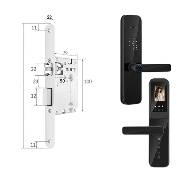 Door Lock, Tuya Digital Electronic Smart Door Lock With Biometric Camera Fingerprint Smart Card Password Key Unlock ,Easy to Install