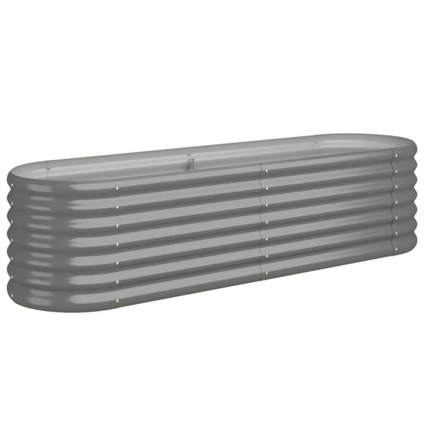 Cama elevada de jardín VidaXL de acero con recubrimiento en polvo gris, 150 x 40 x 36 cm