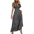 thumbnail image 2 of Njagoc3 Womens Round Neck Short Sleeve Plaid Print Flowy Maxi Dress for Retro Casual & Weekend Gatherings, 2 of 6