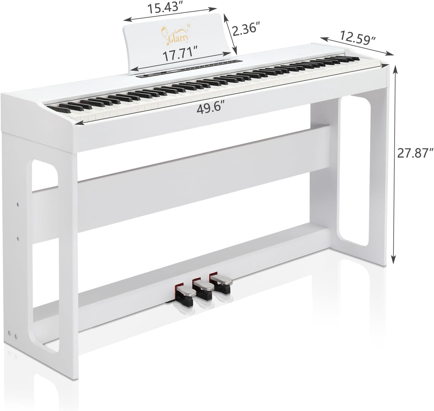 GLARRY Digital Piano 88-Key Home Full Weighted Hammer Heavy Action Digital Piano for All Experience Levels, Beginer, Portable Electric Keyboards Piano, Triple Pedals (Black)