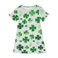 thumbnail image 4 of St Patrick Dress For Girls Puff Sleeve Crew Neck Festival Print Dresses Casual Loose Stylish Holiday Outfits (4-5 Years, White), 4 of 9