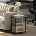thumbnail image 2 of Furinno Simplistic Side Table, 2-Tier Grey End Table with Metal Frame, Open Shelf Night Stand, Bedside Table, Easy Assembly, for Living Room, Bedroom, Grey Oak, 2 of 5