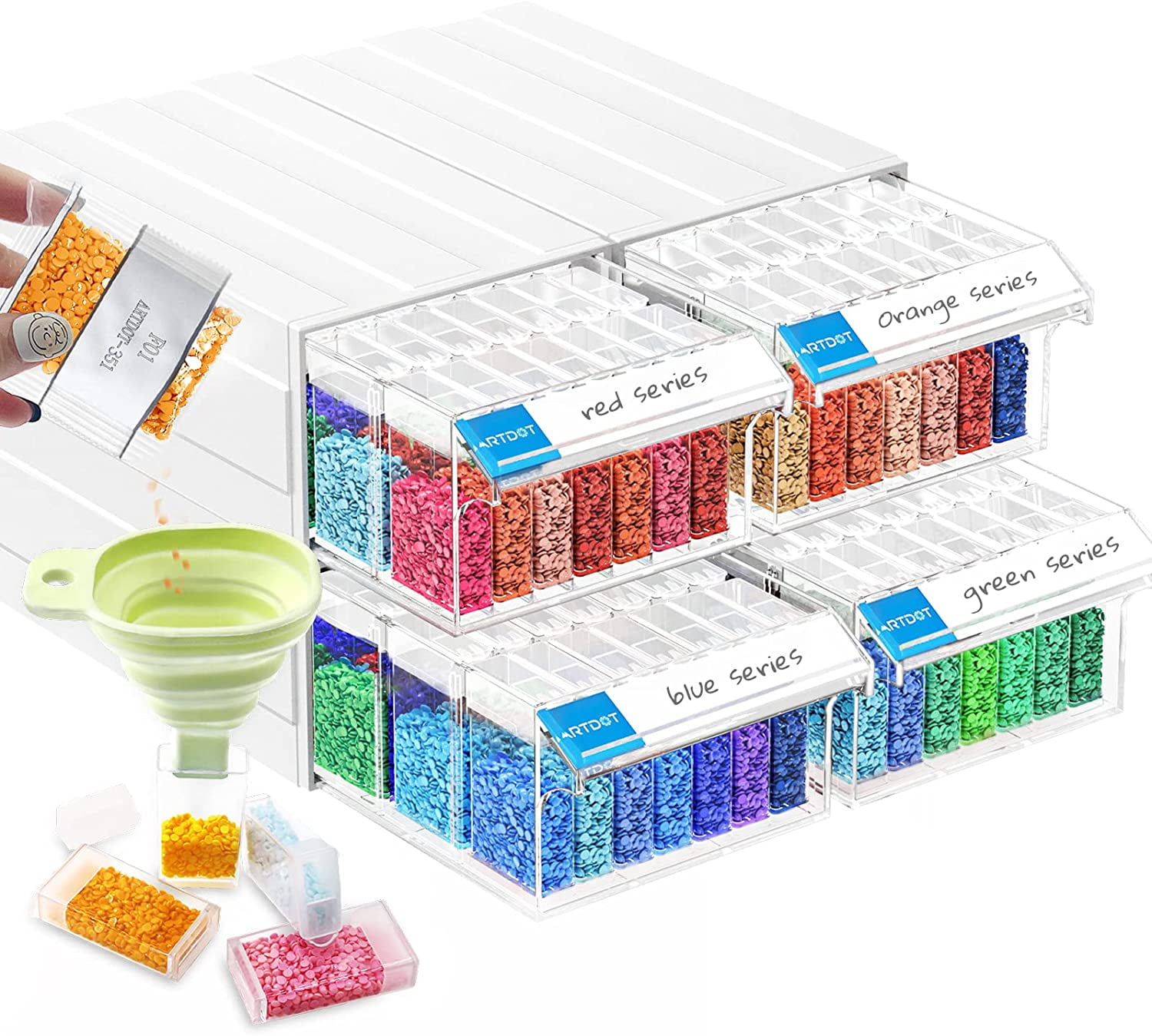ARTDOT Storage Containers for Diamond Painting, 4 Pack Stackable Craft Storage Organizers 140 Slots Individual Containers for Diamond Art Beads Nail Pill Rhinestones Seed