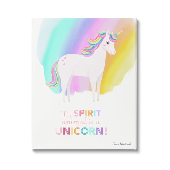 Stupell Industries Unicorn Spirit Animal Vivid Fantasy Rainbow Pony Graphic Art Gallery Wrapped Canvas Print Wall Art, Design by Diane Neukirch