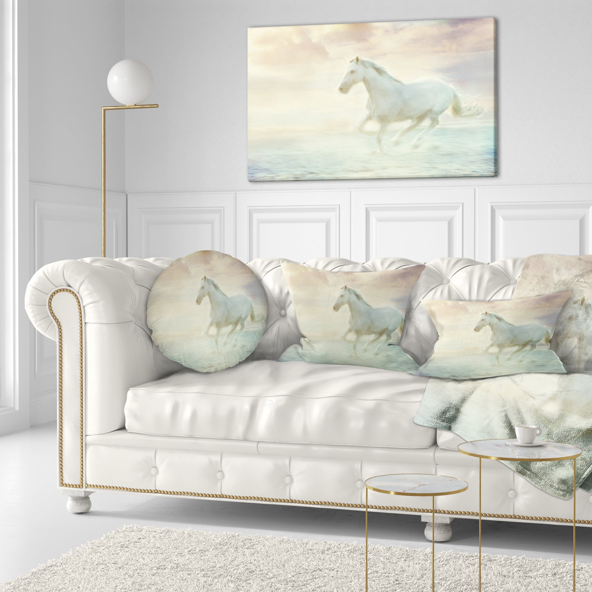 Designart Fantasy White Horse - Animal Throw Pillow - 12x20
