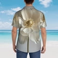 thumbnail image 4 of Fotbe Elegant Ivory Flower Camisa Hawaiana para Hombre Unisex – Camisa Casual de Verano con Botones de Manga Corta de Algodón y Lino,XX-Large, 4 of 7