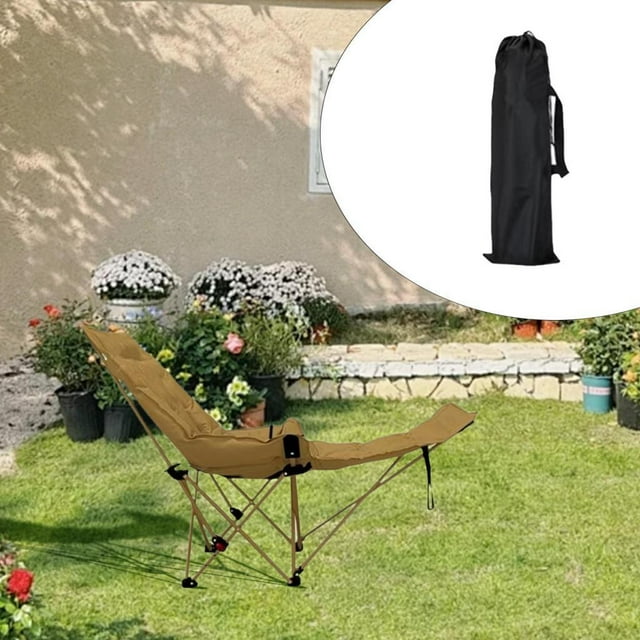 Silla de campamento reclinable respaldo ajustable portátil con sillón de bolsas de transporte plegable para el jardín de conciertos, césped, tomando e Caqui