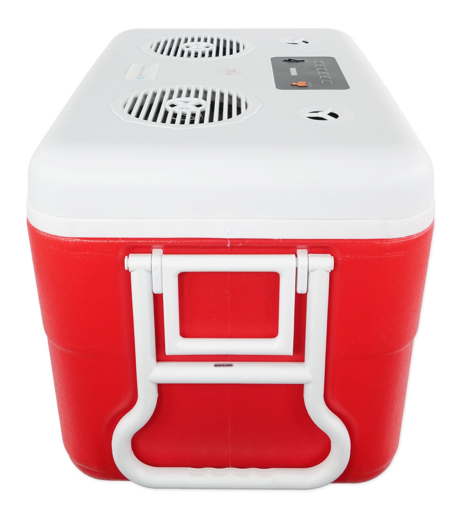 Rechargeable Red 55 Quarts Cooler with Waterproof Built-in Bluetooth Speaker and 12,000 maH Power B