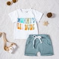 thumbnail image 4 of Aunties Bestie Mama's Baby Clothes Baby Boy Short Sleeve Letter T-Shirt Solid Color Shorts Summer Outfit, 4 of 5