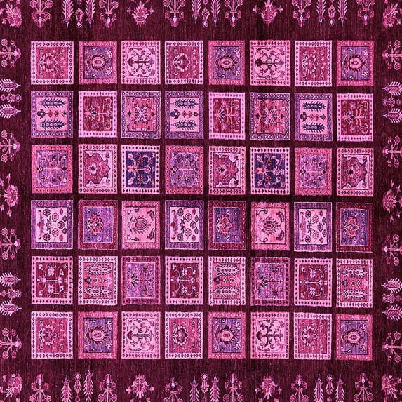 Ahgly Company Indoor Square Abstract Pink Modern Area Rugs, 3' Square