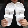 thumbnail image 4 of Men's Women's EVA Flat Sandals Adjustable Double Buckle Rubber Slide Sandals, 4 of 14
