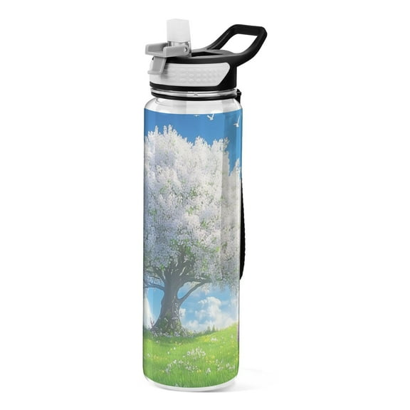 BZSMCE Sport Bottle Blossoming Tree in Sunny Field Outdoor sports Water Bottle Size: 10.4x3in