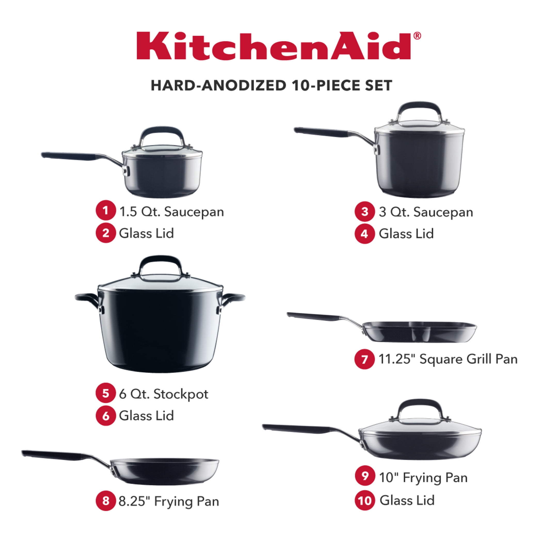 Kitchenaid 4Qt - Hard Anodized Nonstick Pot - Balanced Heat Distribution