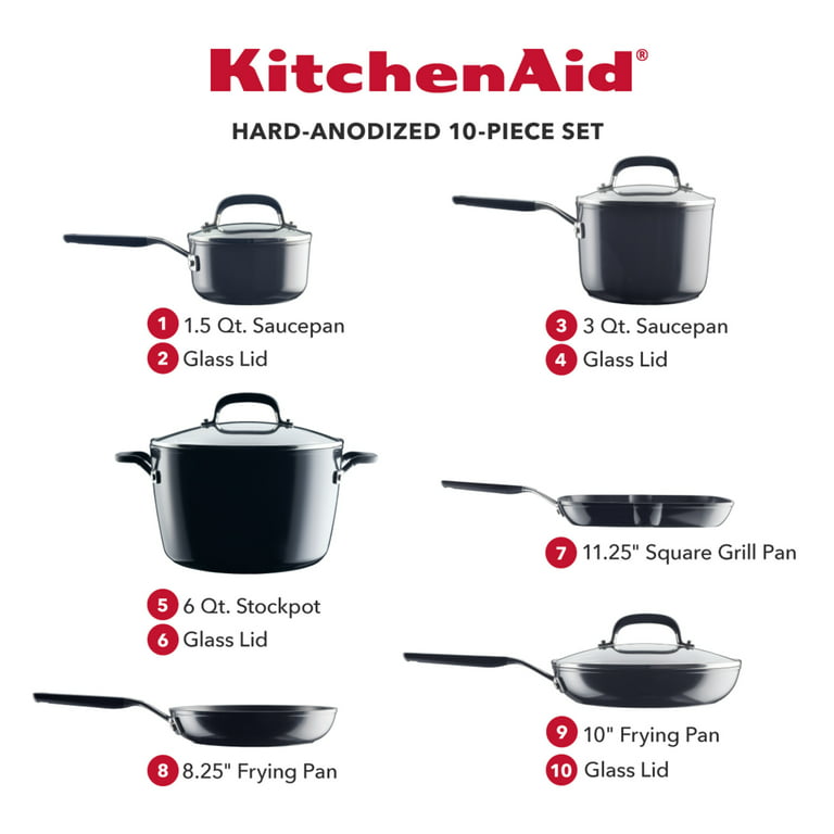 Kitchenaid Hard Anodized 10pc Nonstick Ceramic Cookware Pots And