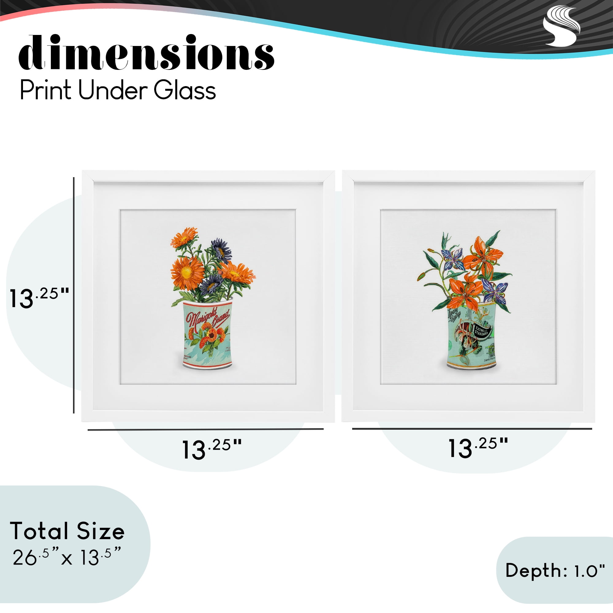Stupell Industries Nostalgic Marigold & Lily Bouquets 2 Piece White Framed Print Under Glass Set, design by Val Rhodes