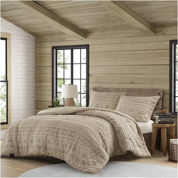 JERFIT 2-Piece Twin/Twin XL Oversized Chenille Comforter Set in Tan, Heavyweight & Hypoallergenic Polyester Bedding