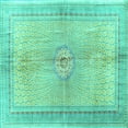 thumbnail image 1 of Ahgly Company Machine Washable Indoor Square Medallion Turquoise Blue Traditional Area Rugs, 8' Square, 1 of 4