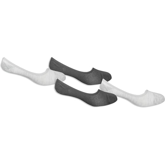 Fruit of the Loom Men's Breathable No Show Active Liner Socks-4 Pair Pack, Black/Gray, 6-12