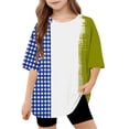 thumbnail image 2 of Virmaxy (5-15 Years) Boys Girls Fashion Casual Shirt Teenagers Solid Color Short Sleeve Round Neck Top Summer Loose Casual Trendy Pullover Shirt Multicolor-1 5 Years, 2 of 7