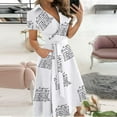 thumbnail image 3 of VSSSJ Womens Casual Summer Dresses Sexy Wrap V Neck Short Sleeve Tie Waist A-Line Floral Printed Swing Long Midi Dress with Pockets, 3 of 5