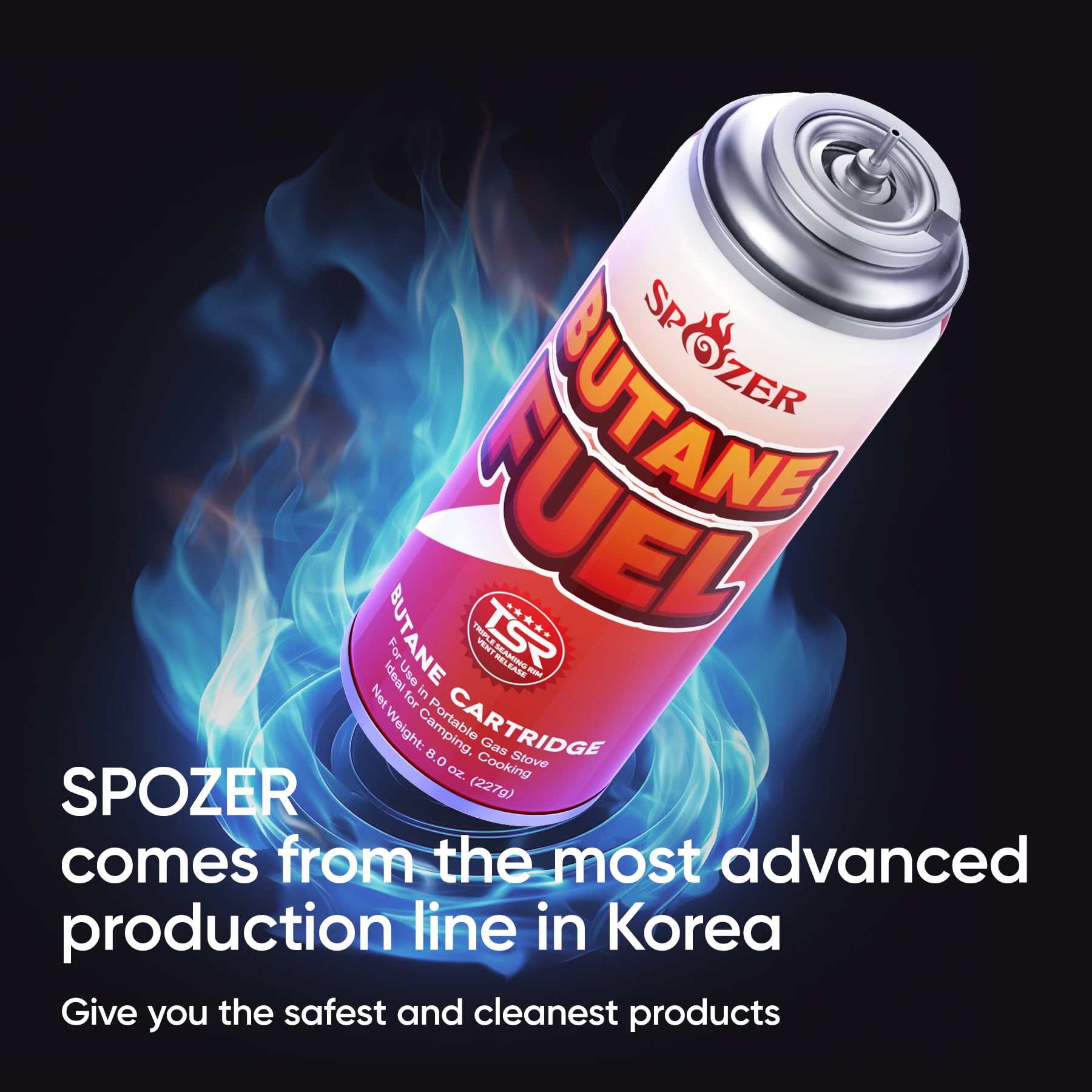 Spozer Butane Fuel Canister 8oz 227g for Portable Camping Stoves and Cooking 24Pcs