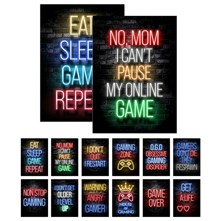 rzvnmko-12-pcs-neon-gaming-poster-video-game-posters-game-themed-art-poster-print-wall-decoration-for-teens-boys-girls-bedroom-game-room-8-x-10-unframed-walmart-com