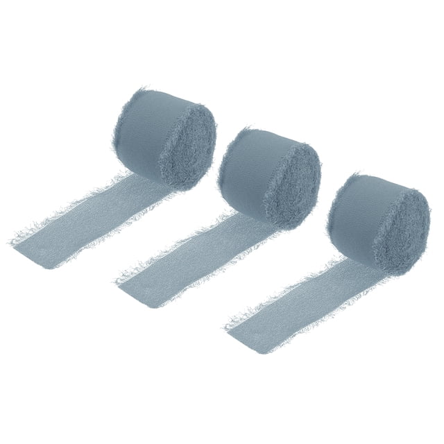 Unique Bargains Chiffon Ribbon 1.5' x 8 Yard, Ribbon Gray Blue Chiffon, Silk Ribbon for Wedding, Flower Arrangement Decor 3pcs