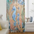 thumbnail image 5 of Seahorse Coastal Sheer Curtains 45 Inches Long, Summer Nautical Starfish Coral Brown Anchor Light Filering Curtains, Breathable Simi Curtain Privacy Drapes for Kitchen Bathroom Small Window Treatment, 5 of 9