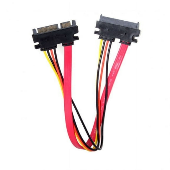 JSER SATA III 3.0 7 15 22 Pin SATA Male to Female Data Power Extension Cable 30cm Red Color
