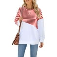 thumbnail image 2 of Deago Women Striped Color Block Long Sleeve Crew Neck Sweatshirt Casual Loose Fit Pullover Shirts Side Split Tunic Tops, 2 of 8