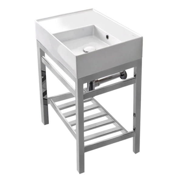 Nameeks Scarabeo 5117-CON2-No Hole Teorema 2 23-5/8" Rectangular Ceramic Console Bathroom