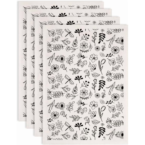 4PCS Wild Flowers and Plants Underglaze Transfers for Pottery Natural Theme Transfer Stickers Ceramic Decals Ceramic Underglaze Transfers for Pottery Overglaze Enamel Decal Waterslide Decal
