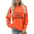 thumbnail image 4 of VISALY Pullover Crewneck Sweatshirt Graphic Sweatshirts Sweatshirt for Women Funny Letter Shirts Long Sleeve Pullover Fleece Sweaters Casual Sweaters Women's Pullovers Solid Sweatshirt Orange Xxl, 4 of 6