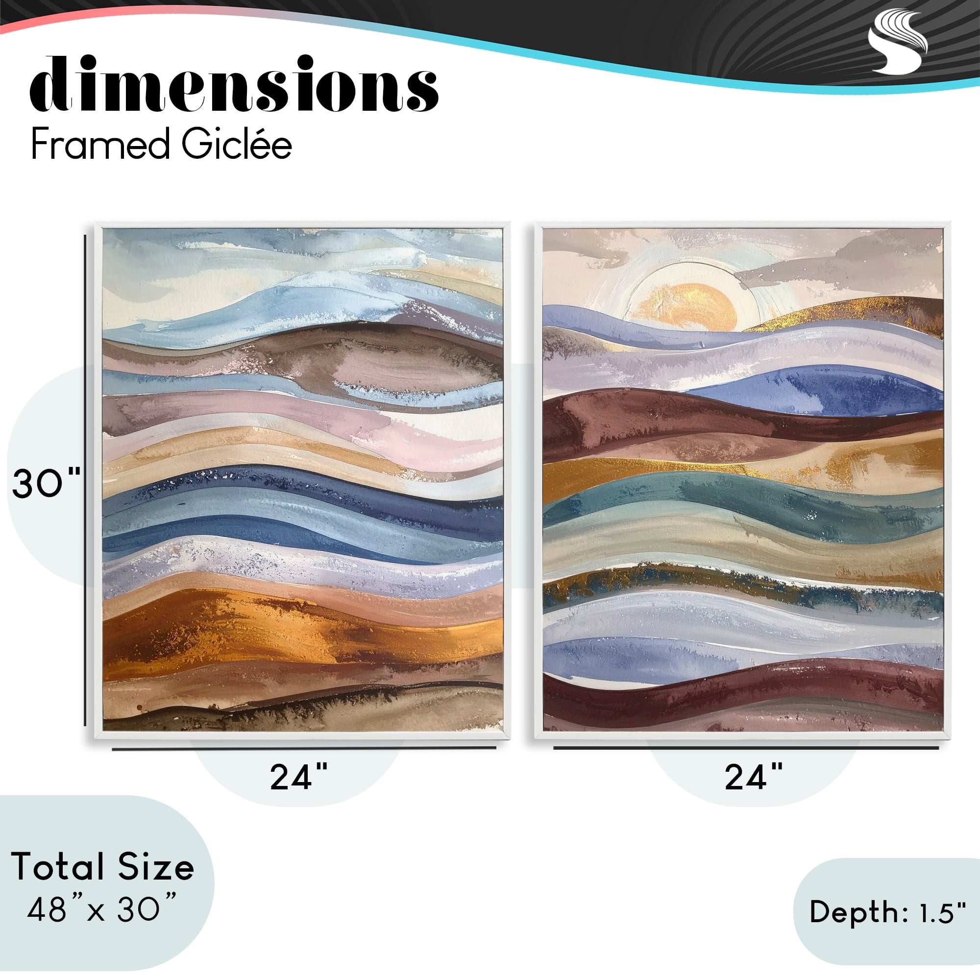 Stupell Industries Earthy Ocean Flow 2 Piece White Framed Giclee Art Set, design by Alonza Saunders