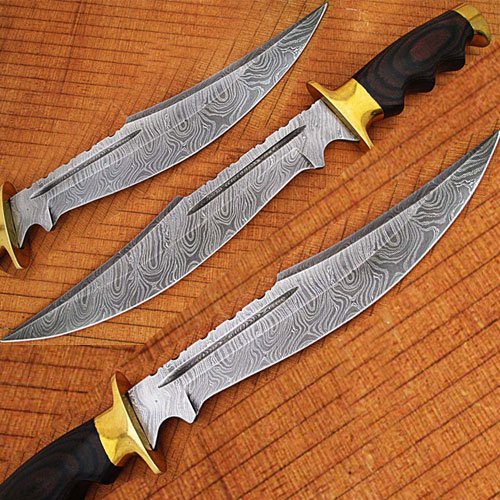 Couteau Bowie Américain Exceptionnel Damas Fait sur Mesure Micarta Wo