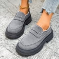 thumbnail image 5 of Fall Winter Women Chunky Platform Loafers, Faux Suede Buckle Slip‑On Shoes, Lug Sole Casual Shoes, 5 of 8