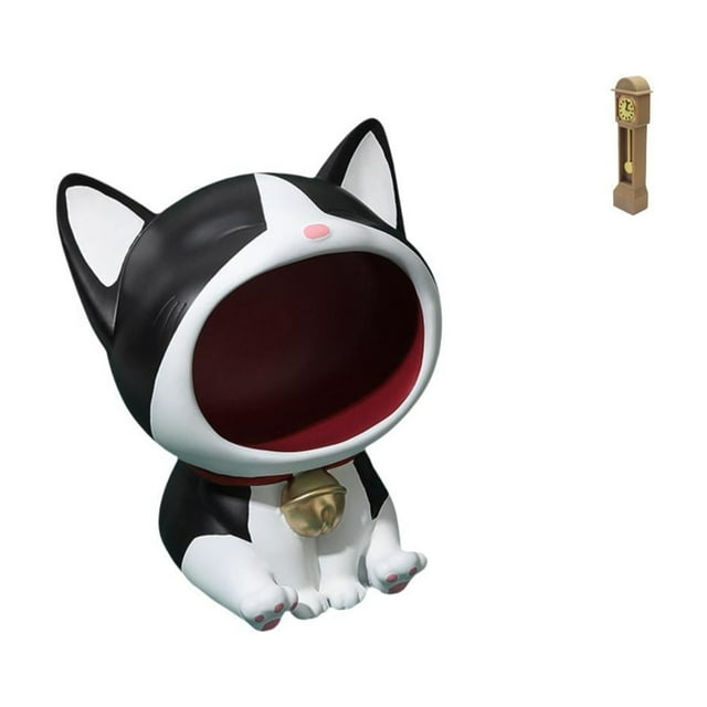 Estatua de gato, estatua de escritorio, cuenco para llaves, entrada, dibujos animados, decoración del hogar, casa de muñecas, reloj de suelo, muebles