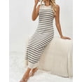 thumbnail image 3 of Womens Sleeveless Striped Boho Midi Bodycon Dress Long Tank Dress Alsol Lamesa, 3 of 6