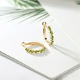 thumbnail image 4 of Gem Stone King 18K Yellow Gold Plated Silver Women Hoop Earrings Green Peridot (1.60 Cttw, Round Cut, 3/7 inch Diameter), 4 of 4