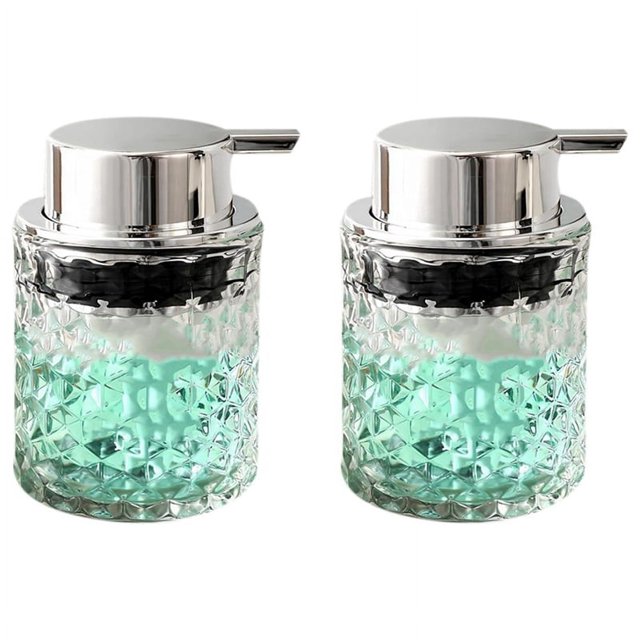 2X Foaming Hand Soap Dispenser, Bathroom Soap Dispenser or Lotion Dispenser for Kitchen,Refillable Clear Glass Dispenser