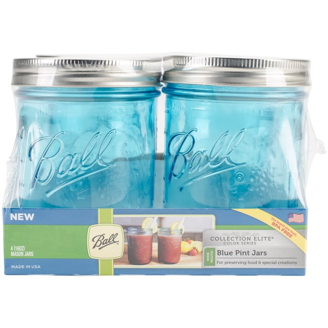 Balle (R) Large Bouche Conserves Pots 4/pkg-Pint - Série de Couleur Élite Bleu
