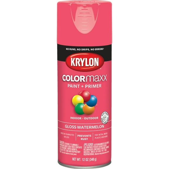 12 oz Krylon K05544007 Watermelon COLORmaxx Paint & Primer Spray Paint, Gloss