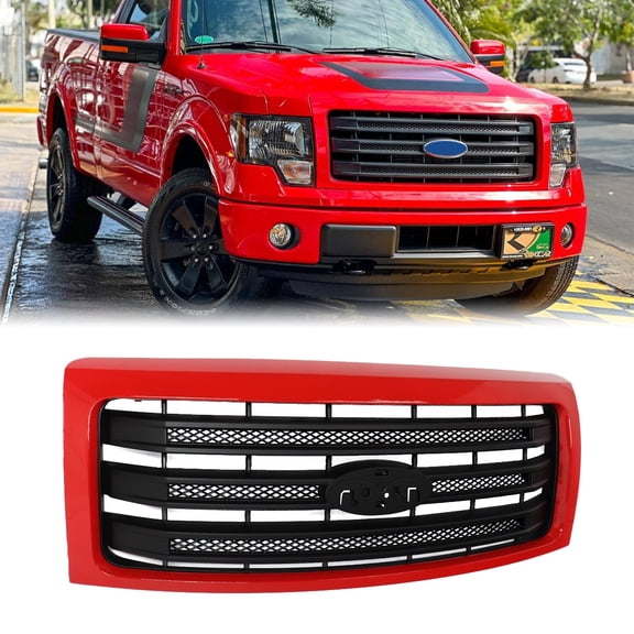 Race Red Black Grill For 2009-2014 Ford F150 F-150 FX4 Front Bumper Grille