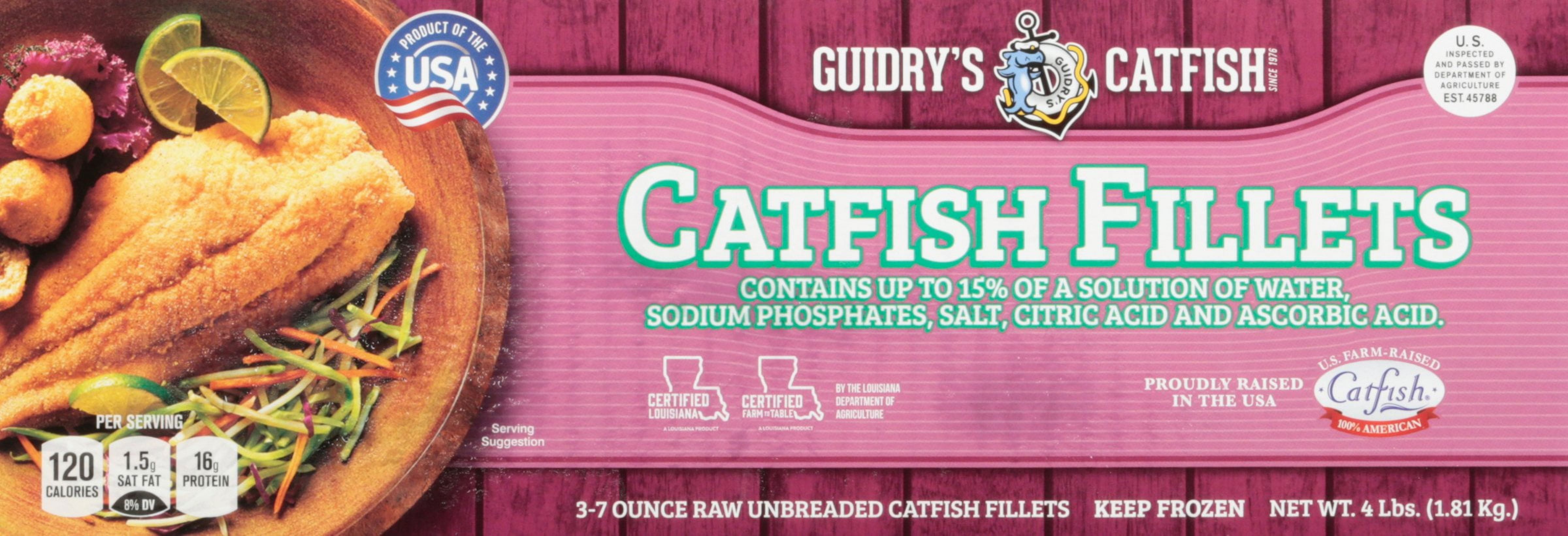 Frozen Guidry's 3-7Oz Catfish Filets 4 Lb Iqf