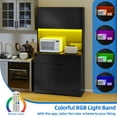 thumbnail image 3 of DEXTRUS 70.9" Kitchen Pantry Cabinet with LED Lights & Power Outlets, Pantry Storage Cabinet, Black, 3 of 9